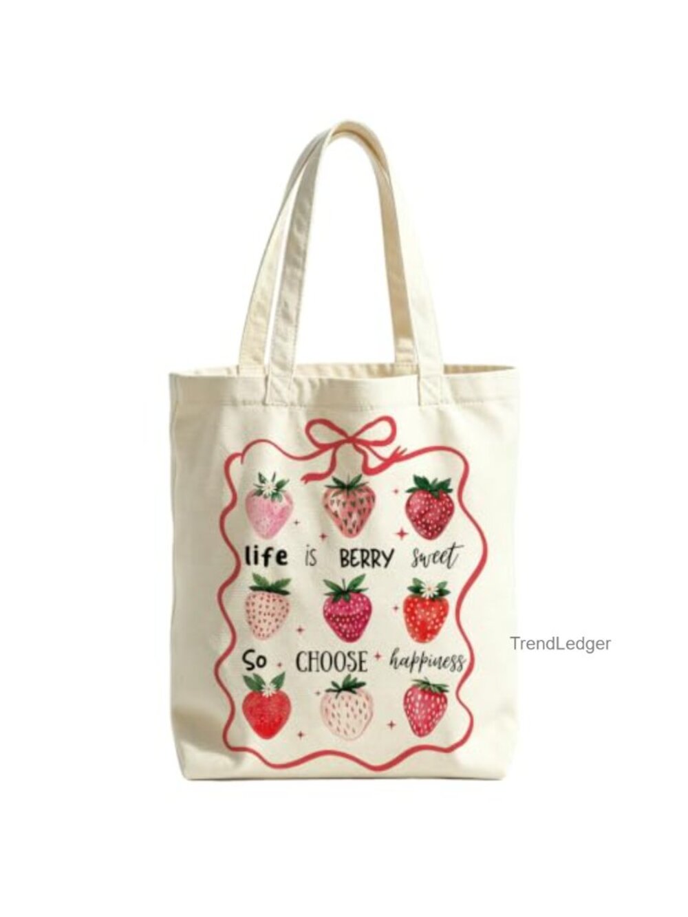 Canvas Tote Bag Animal Print Double-Sided Print Zipper Pocket Reusable Shoulder